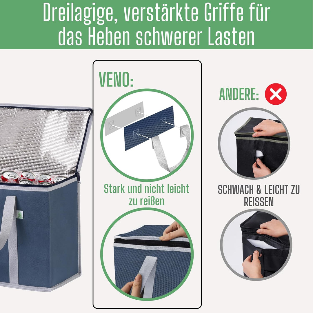 VENO 29 Liter Einkaufstasche Wiederverwendbare Faltbar Kühltasche Einkaufskorb, Gross Picknickkorb R