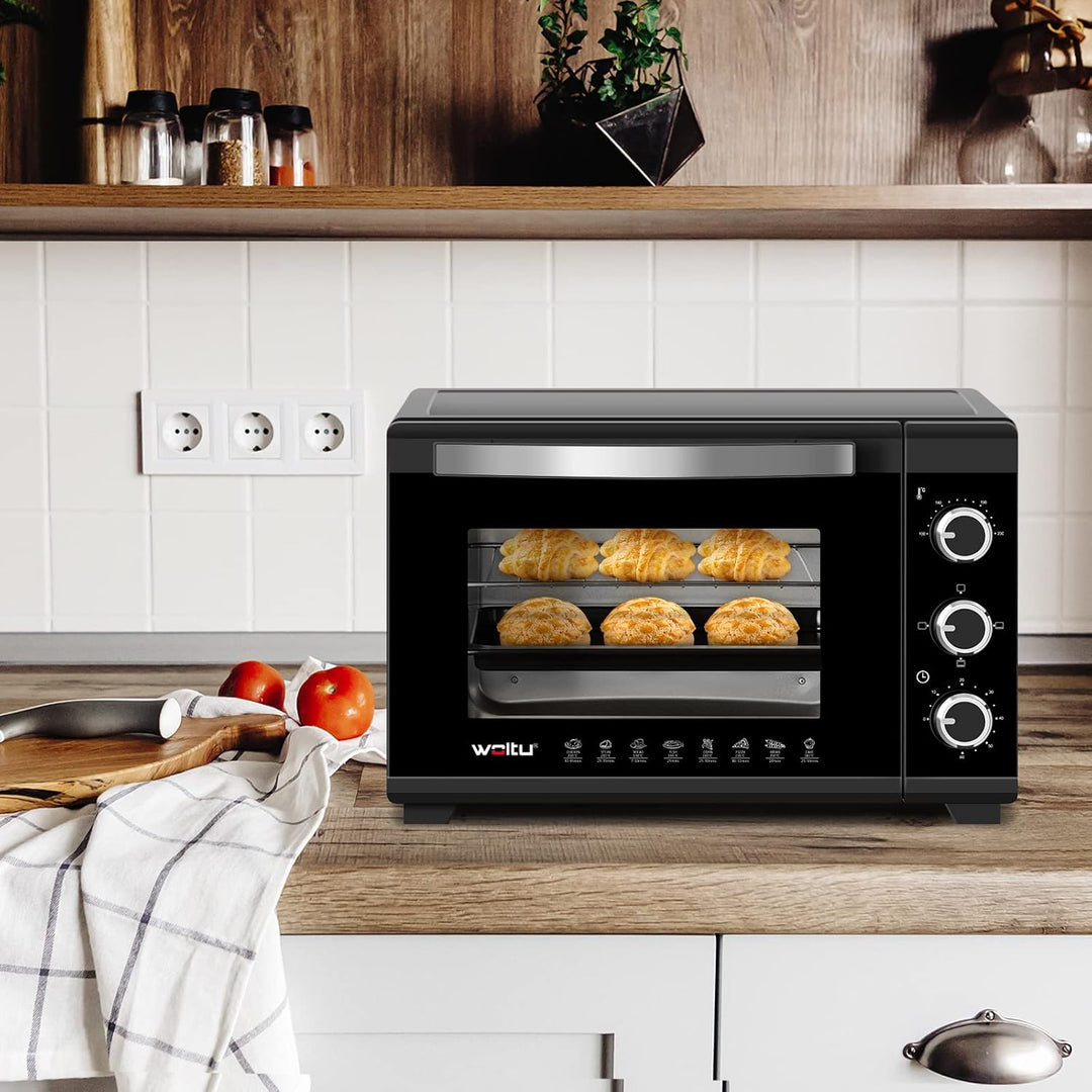 WOLTU Mini Backofen 25 Liter, 1500 Watt Toasterofen | Pizzaofen | Krümelblech mit Timer Minibackofen