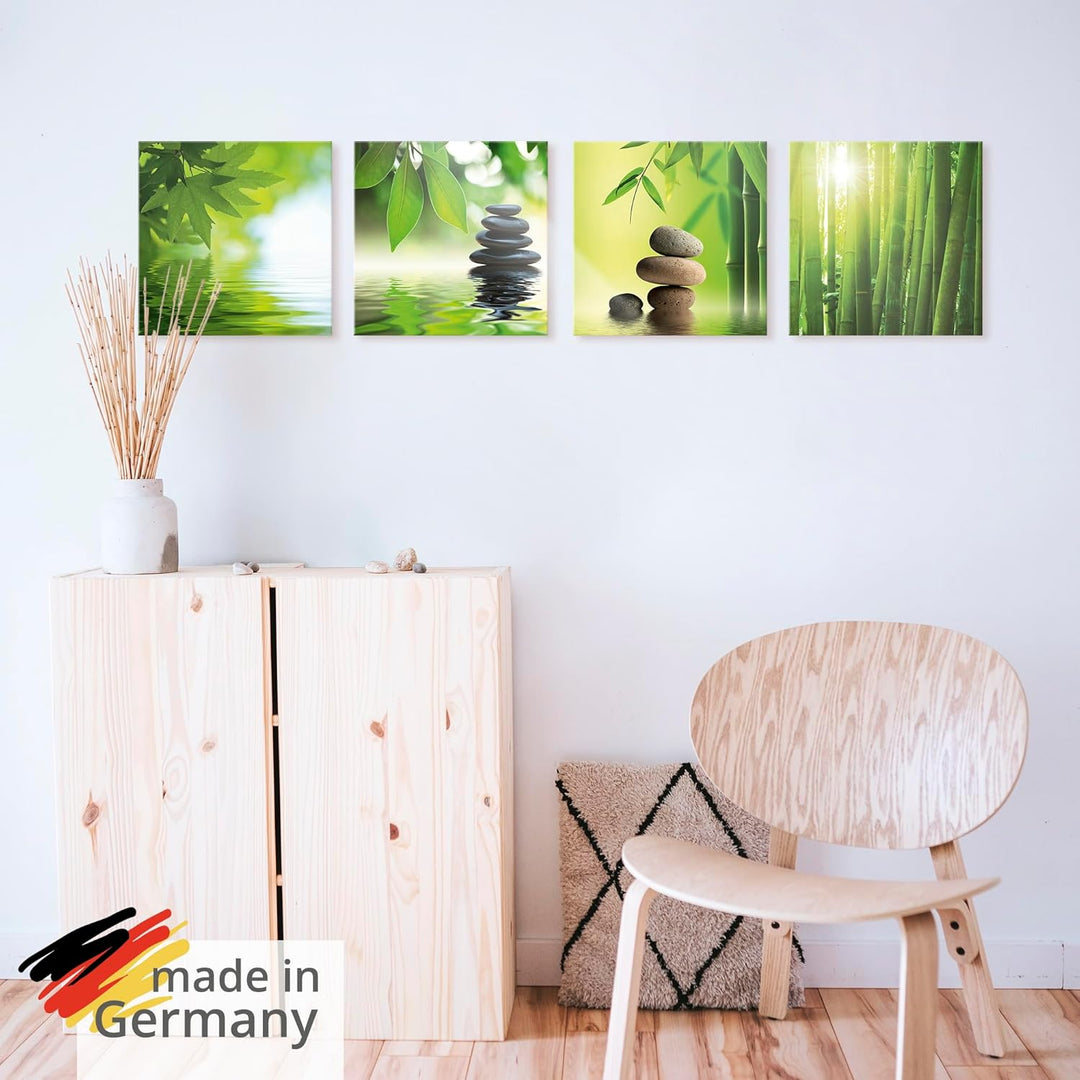 ARTland Glasbilder Wandbild Glas Bild Set 4 teilig je 20x20 cm Quadratisch Asien Wellness Zen Spa St