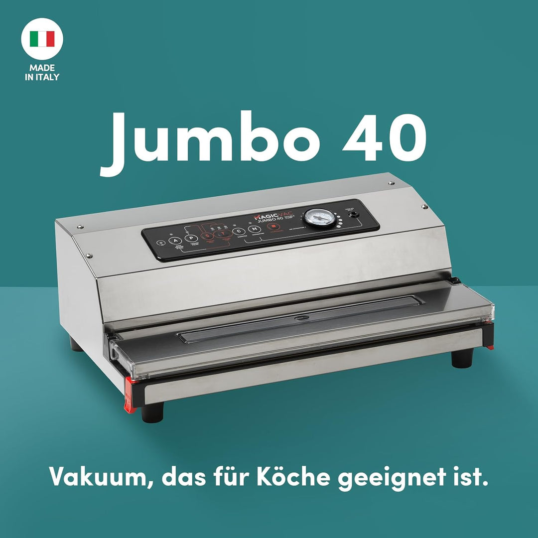 Magic Vac, Jumbo 40, Heavy Duty Lebensmittel-Vakuummaschine aus Edelstahl, Ideal für Vakuumbeutel un