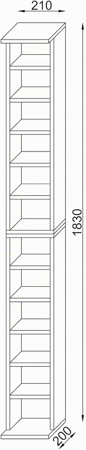 VCM Holz CD DVD Stand Aufbewahrung Standregal Bücherregal Deko Regal Bigol Anthrazit/Honig-Eiche Ant