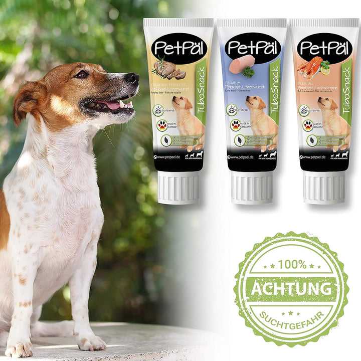 PetPäl Hunde Geflügel Leberwurst “TuboSnack“ - Ohne Getreide, Salz, Zucker - Premium Leckerli aus de