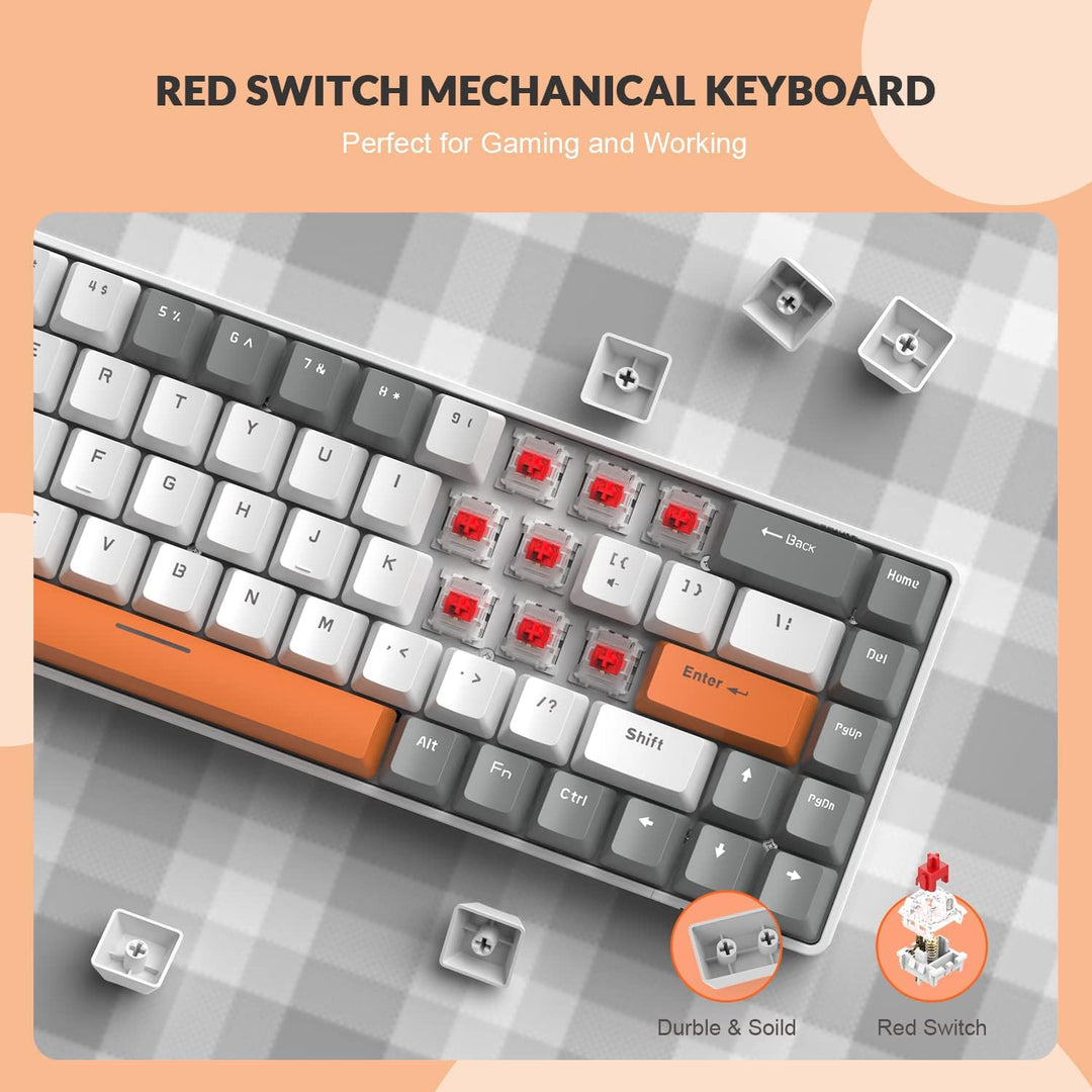 YINDIAO T8 60% RGB Gaming Tastatur und Maus Set + Gewendeltes USB-C Kabel,Kabelgebundene Mechanische