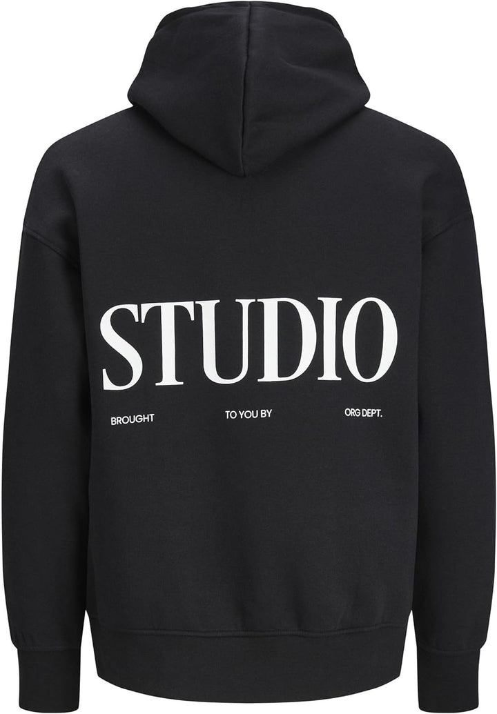 JACK & JONES Male Kapuzenpullover Gedruckt Kapuzenpullover S Schwarz, S Schwarz