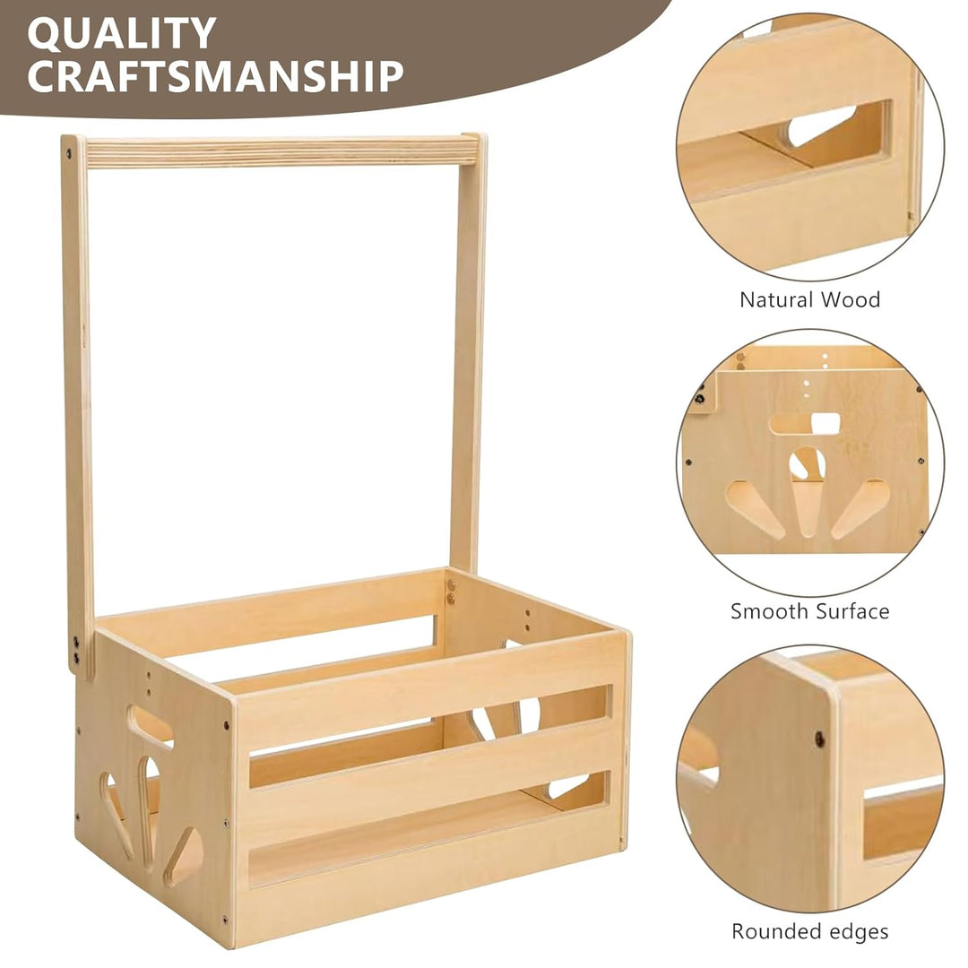 Babyparty Geschenk mit Griff, Baby Aufbewahrungskorb mit 5 Kinder Kleiderbügel, Holz Baby Geschenk K