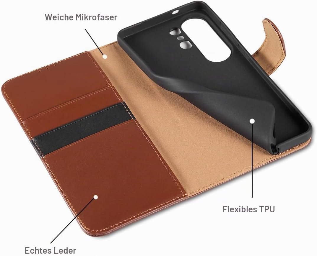 LENSUN Lederhülle für Samsung Galaxy S26 Ultra, Handyhülle [Echtes Leder] [RFID Schutz] Echtleder Hü