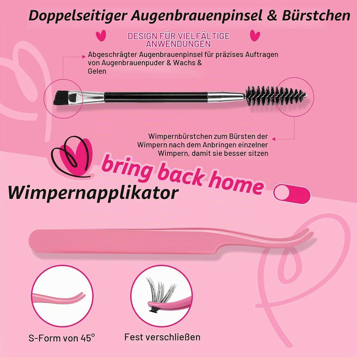 Pro Falsche Wimpern Extension Kit Curlo 280 Stück mit Kleber, Siegel und Pinzette für Haarverlängeru