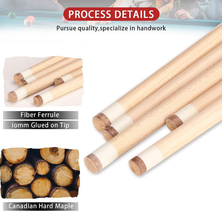 11/11.5/12/12.5/13MM Pool Cue Stick Set - 58 inch Maple Billiard Pool Stick Kit, 1/2 Cue Stick, Whit