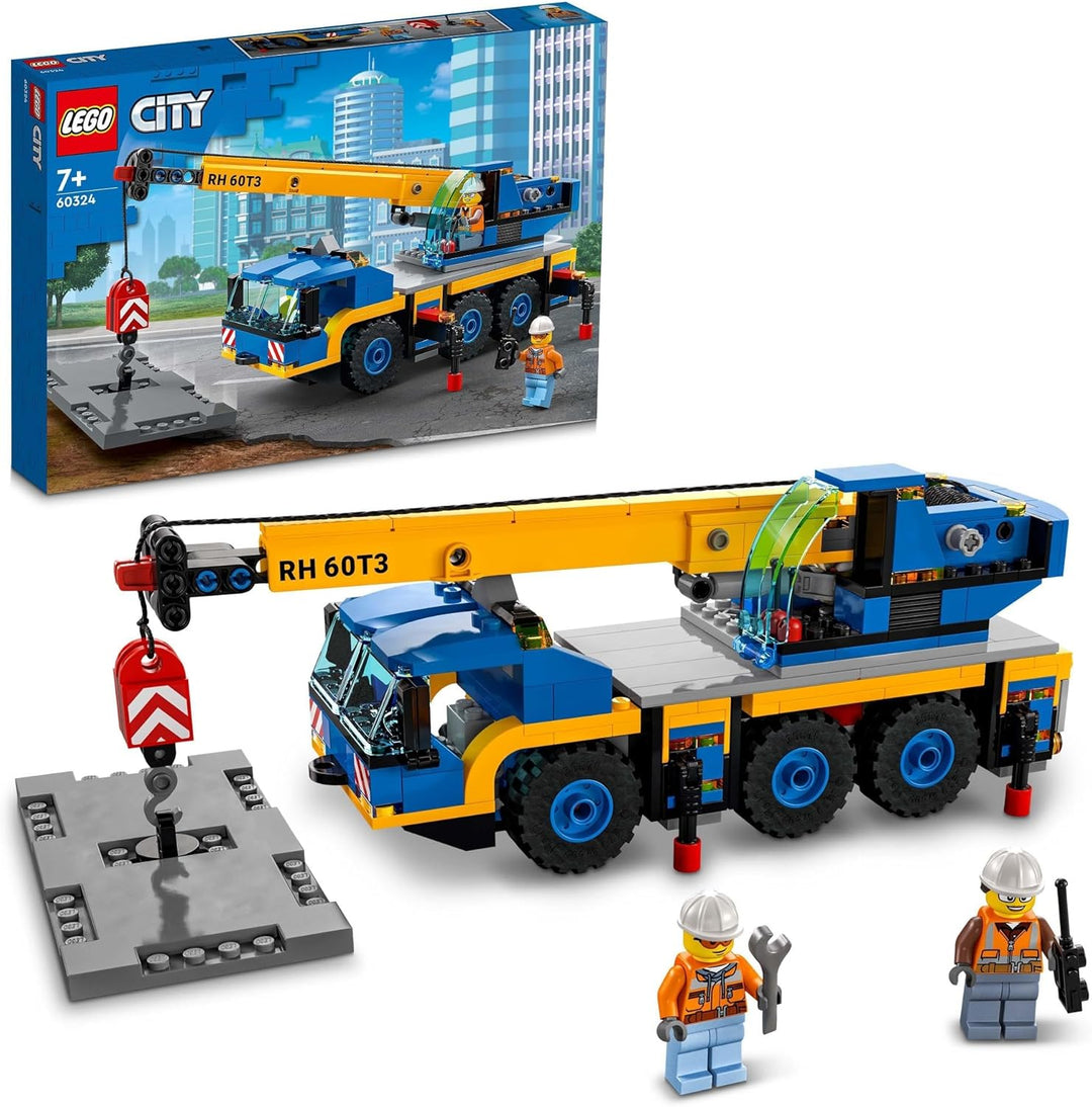 LEGO 60324 City Geländekran, Kran- und LKW-Spielzeug mit Haken, baubares Fahrzeug-Spielzeug für Jung