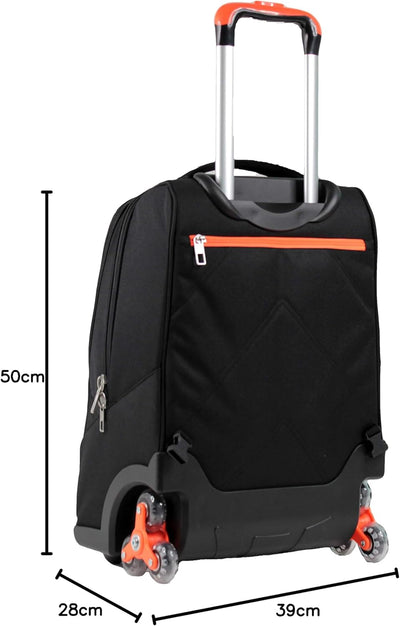 Yub TROLLEY URBAN FLUO, Rucksack mit Trolleyfunktion, Schulranzen mit Rollen, 3 in 1, ab 1. Klasse,