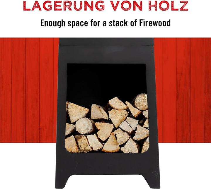 BBQ Collection Terrassenofen - Feuerstelle 36 x 36 x 150 cm - Gartenkamin für Brennholz - Gartenofen