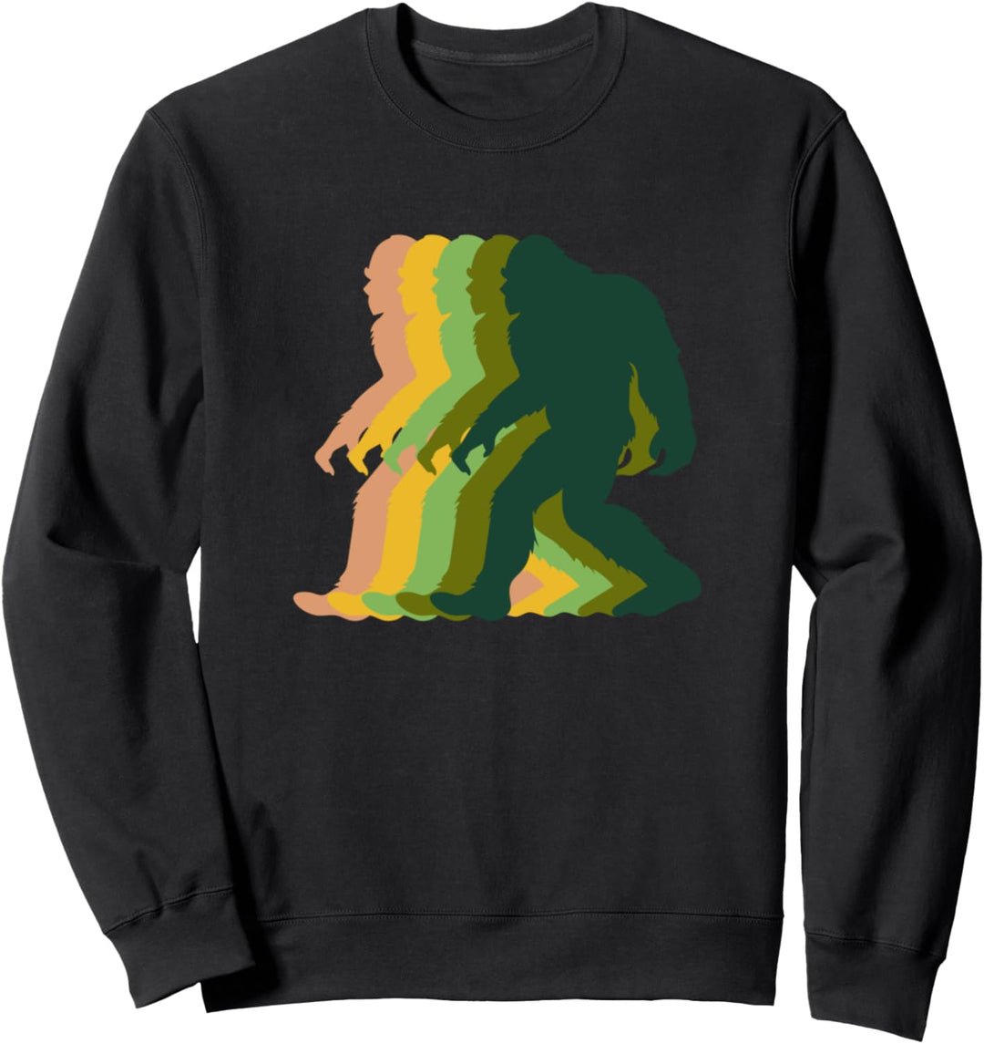 Bigfoot Silhouette Vintage-Vibe Retro-Pop Art Sasquatch Sweatshirt