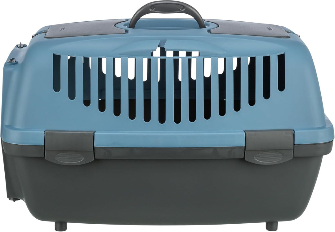 TRIXIE Transportbox Capri 2 – XS-S: 34 × 31 × 55 cm, grau/blau, Transportbox für Hunde bis 8 kg – Tr