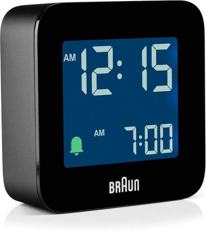 Braun Digitaler Reisewecker Schlummerfunktion, kompakte Grösse, Negatives LC-Display, Schnelleinstel