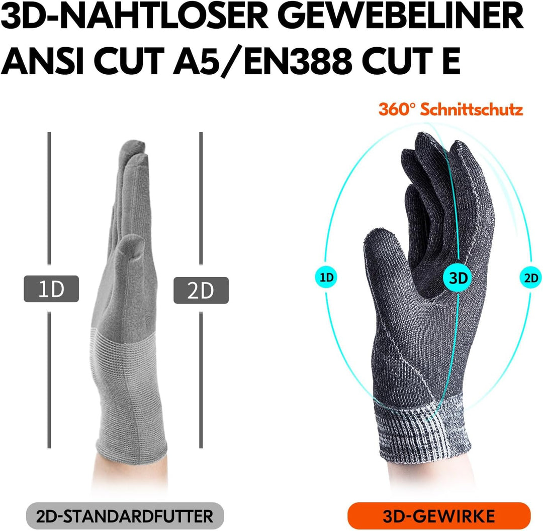 Vgo... 1 Paar Sicherheitshandschuhe,SchnittfesteHandschuhe,ANSI level A5，Impact Handschuhe,Anti-Vibr