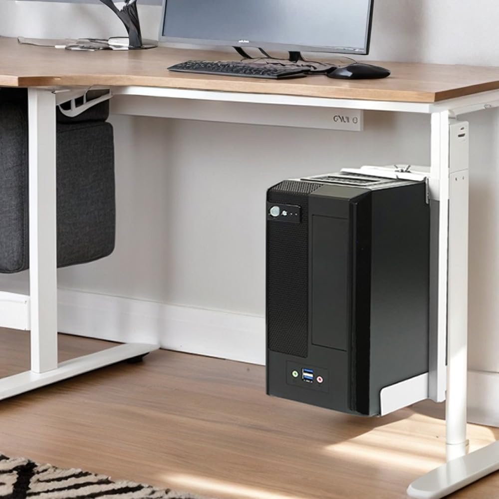 PC Halterung Unter Schreibtisch, Weiss PC Halterung für Untertisch, Carbonstahl Computer Aufhängung