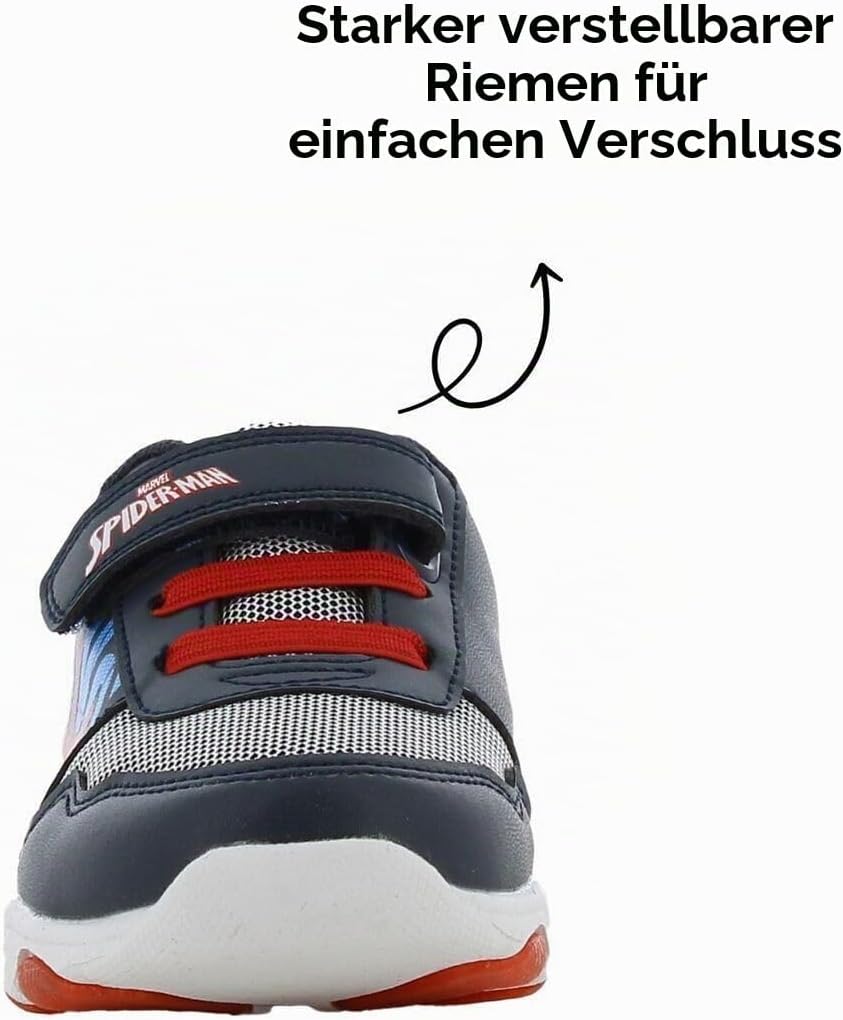 Spiderman Blinkschuhe Jungen von 2 bis 8 Jahre, Niedriger Leuchtschuhe mit Licht für Kinder, Lustige