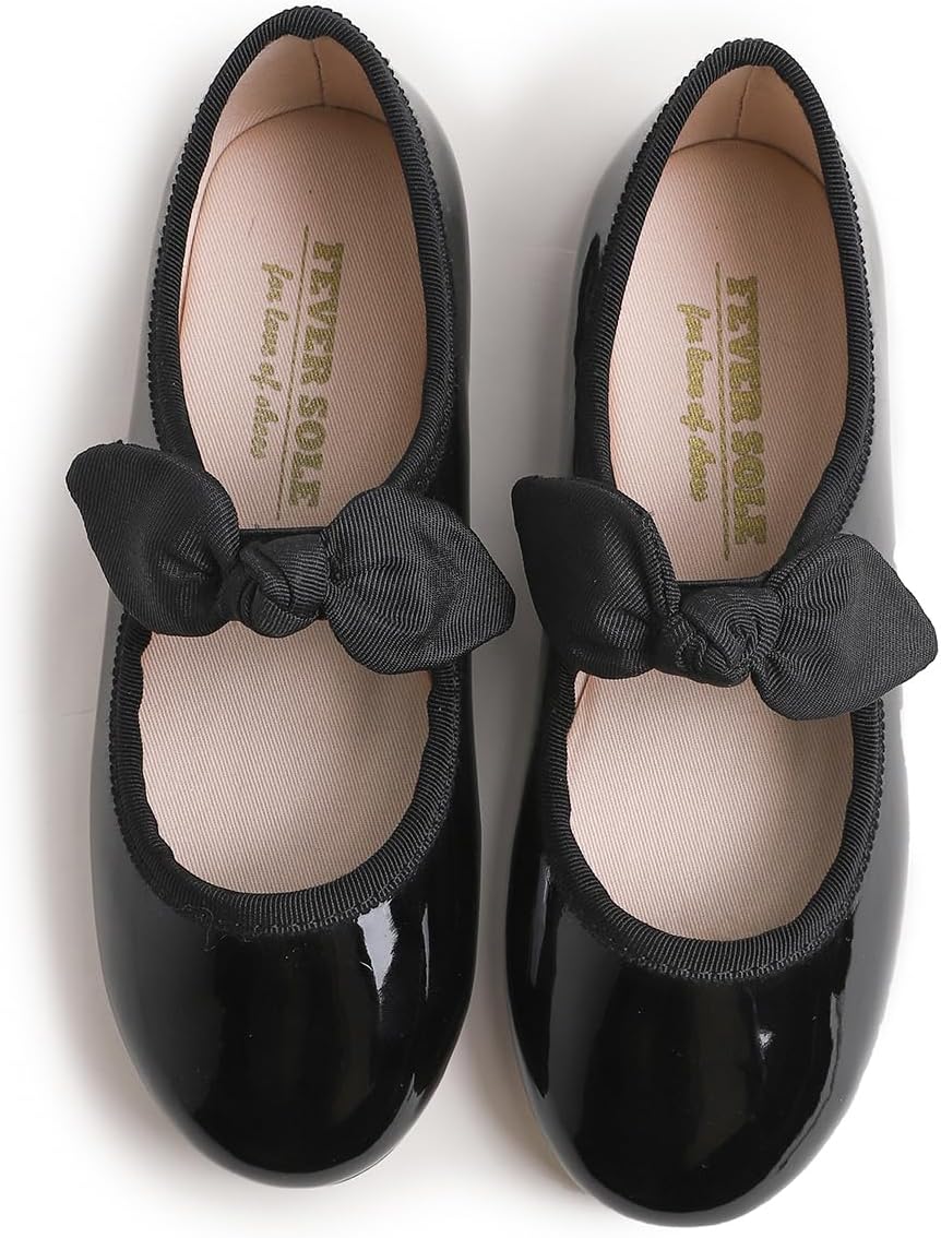 Feversole Girls Cute Dress, Mädchen süsses Kleid Mary Jane Schuhe weiche Party Urlaub Ballerinas 35