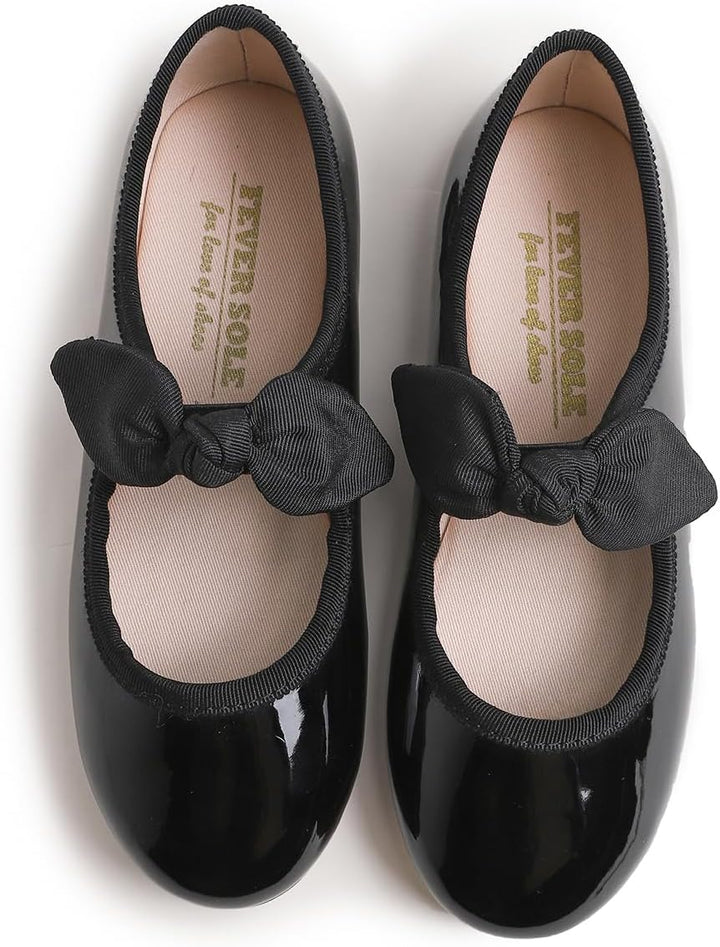 Feversole Girls Cute Dress, Mädchen süsses Kleid Mary Jane Schuhe weiche Party Urlaub Ballerinas 35