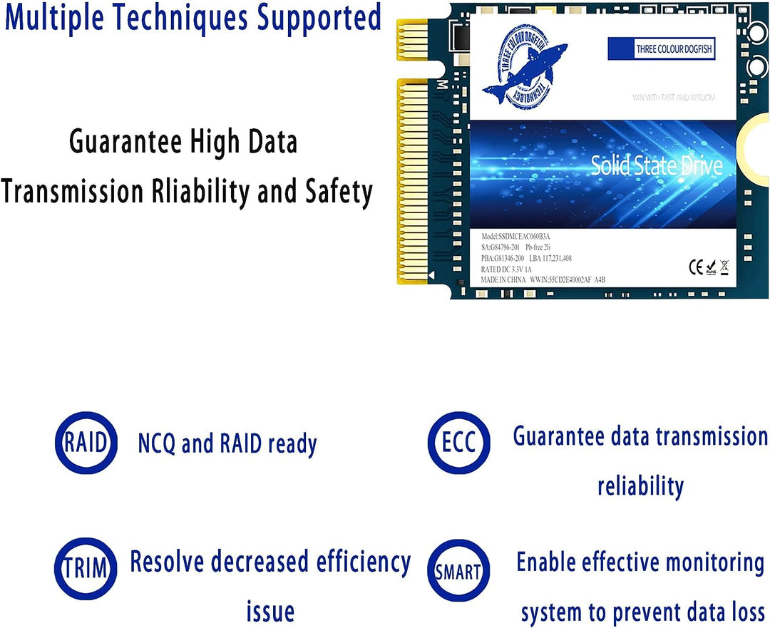 Dogfish SSD M.2 2230 NVMe PCIe 4.0 1TB 3D TLC NAND Gaming Internal Solid State Drive Kompatibel mit