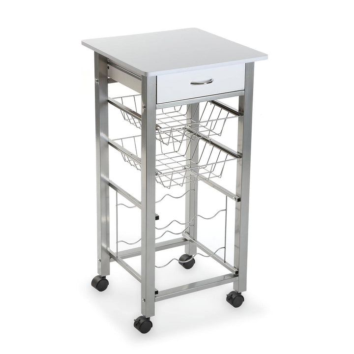 Versa Leicester Küchenwagen mit Rädern, Schubladen und Flaschenregal, Gemüsehändler, Küchenablage, M