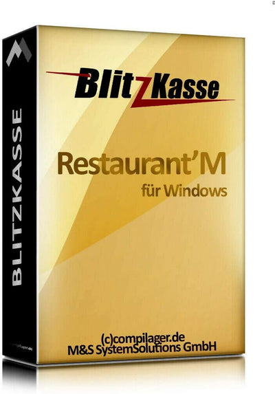 WIN Kassensoftware BlitzKasse Restaurant M für Gastronomie. 50 Tische, 2 Drucker. GDPdU, GoBD, TSE K