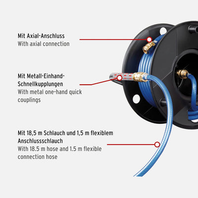 Brennenstuhl Druckluftschlauchtrommel Anti Twist (18,5m Schlauch + 1,5m Verbindungsschlauch, mit Met