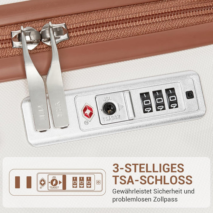 British Traveller Handgepäck Koffer 54x36.5x21.5 cm, Hartschalen Reisekoffer aus ABS+PC mit TSA-Schl