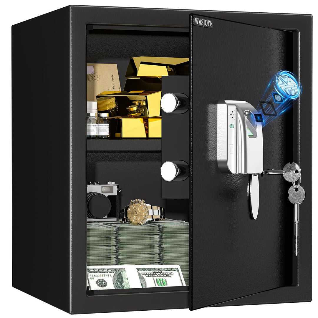 WASJOYE 43L Tresor mit Fingerabdruck, Gross Safe mit Fingerabdruck, Biometrischer Möbeltresore, Tres