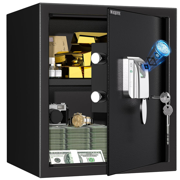 WASJOYE 43L Tresor mit Fingerabdruck, Gross Safe mit Fingerabdruck, Biometrischer Möbeltresore, Tres