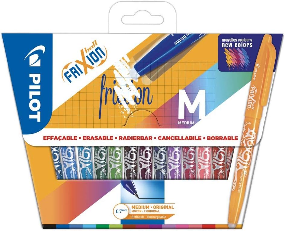 PILOT FriXion Ball 0.7 Set – 15 Stück – farblich sortiert – Radierbare Tintenroller 0,4 mm Strichst