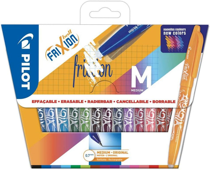PILOT FriXion Ball 0.7 Set – 15 Stück – farblich sortiert – Radierbare Tintenroller 0,4 mm Strichst