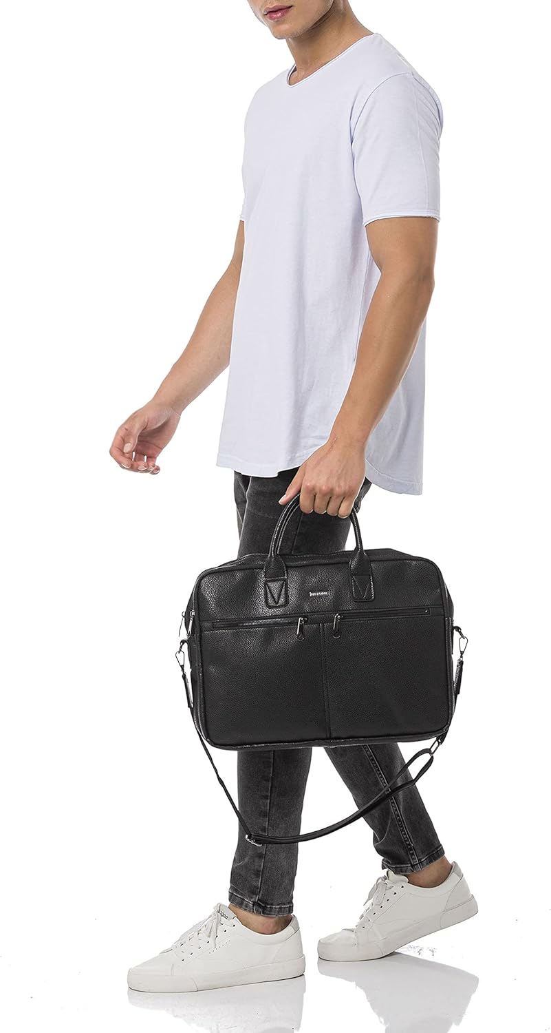 Redbridge Herren Schultertasche Messenger Bag Umhängetasche Kunstleder Schwarz, Schwarz