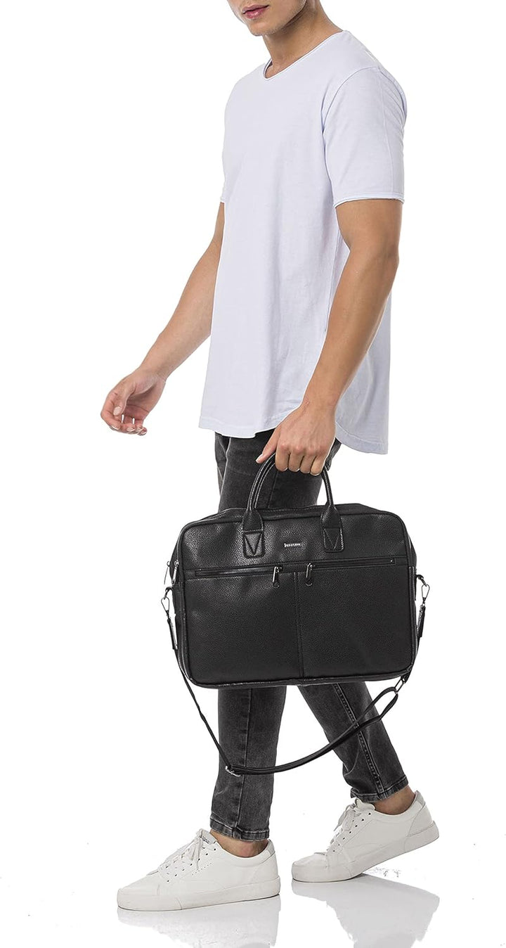 Redbridge Herren Schultertasche Messenger Bag Umhängetasche Kunstleder Schwarz, Schwarz
