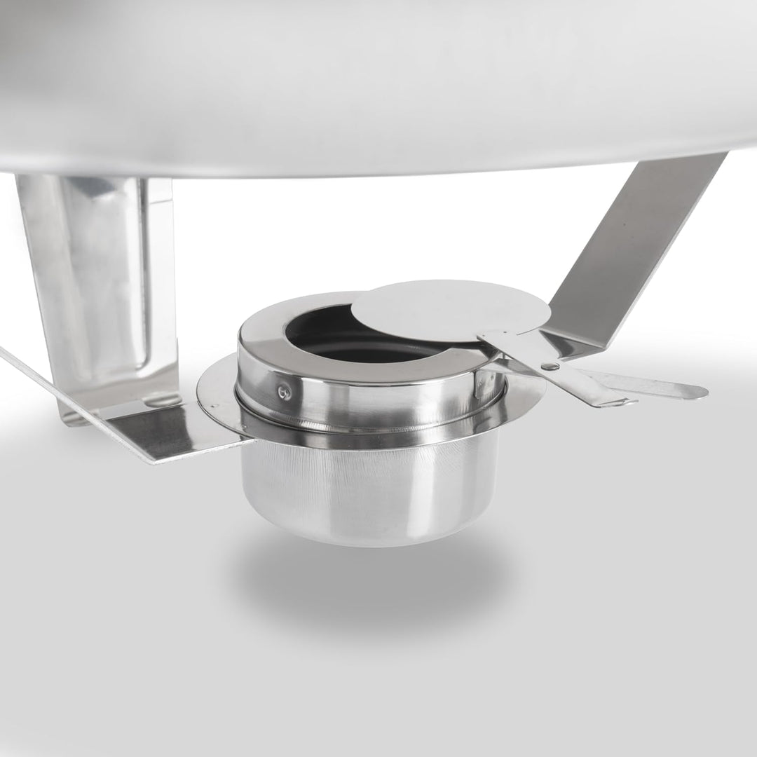 Mahlzeit Edelstahl Chafing Dish mit Rolltop 6 Liter | Speisenwärmer rund, Wärmebehälter, Bain Marie