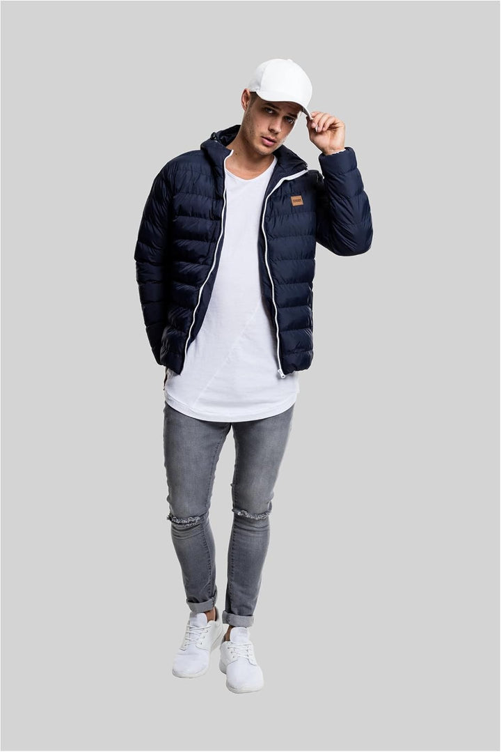 Urban Classics Herren Basic Bubble Jacket M Bleu (Marine / Weiss / Marine 496), M Bleu (Marine / Wei