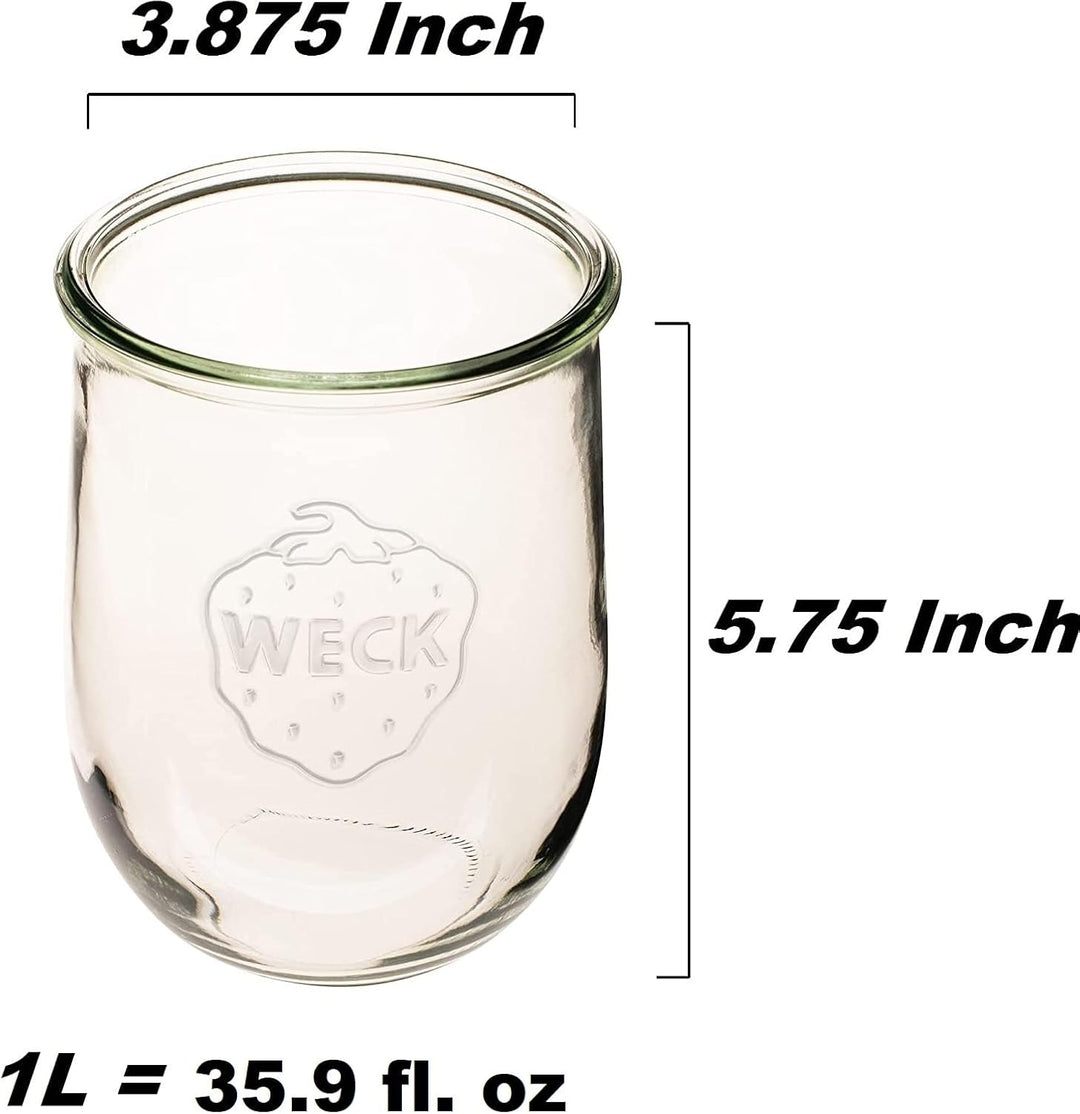 Weck - Grosse Gläser für Sauerteig - Starterglas mit Glasdeckel - Tulpenglas mit breiter Öffnung - W