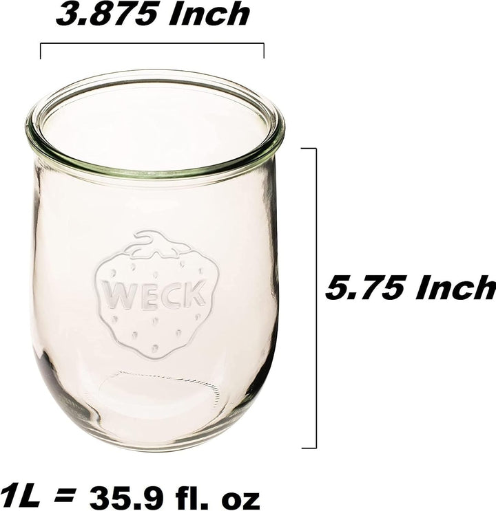 Weck - Grosse Gläser für Sauerteig - Starterglas mit Glasdeckel - Tulpenglas mit breiter Öffnung - W