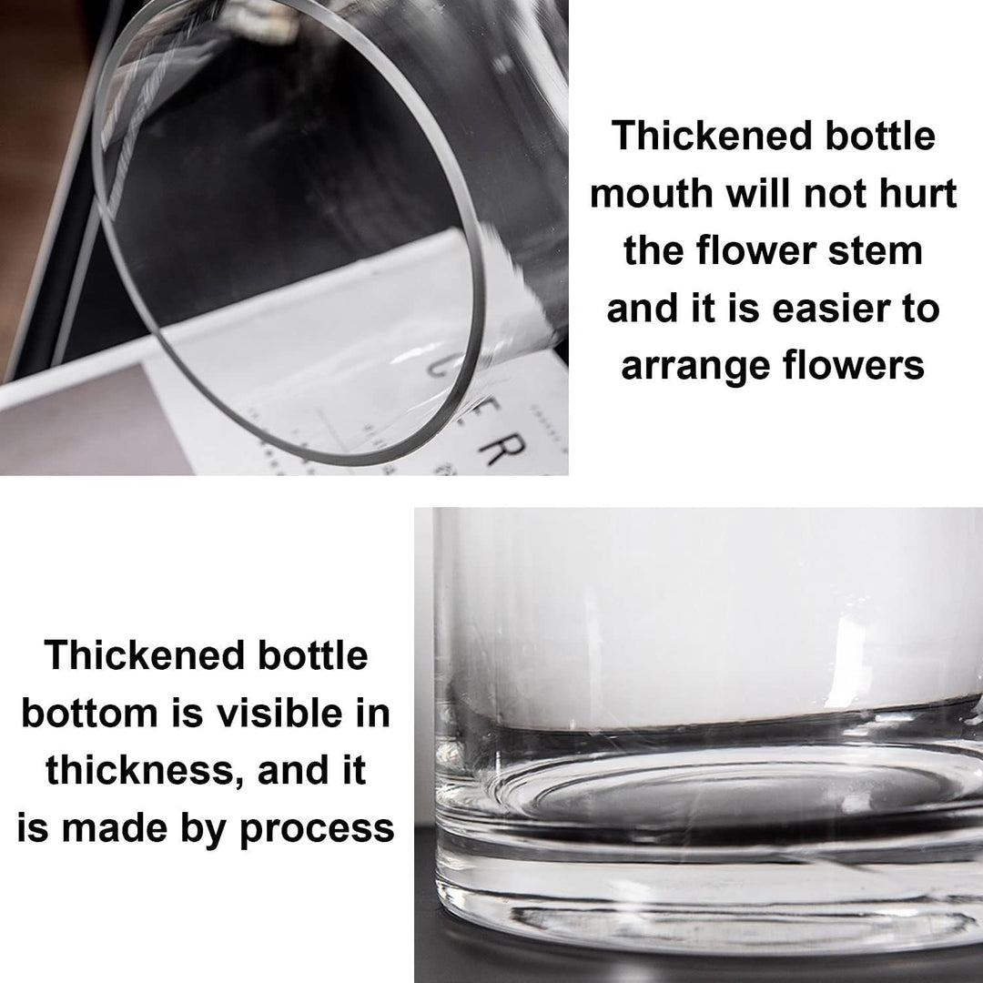 TSKDKIT Glas Blumenvase Modern Zylinder Vase, Handgemacht Kristall Vasen 15cmx15cm Kerzenhalter Glas