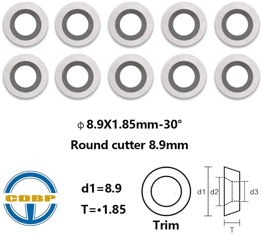 CDBP 8,9 mm runde Hartmetall-Einsätze, Wendeschneidplatten passend für DIY Drehmaschine Holzdrehwerk