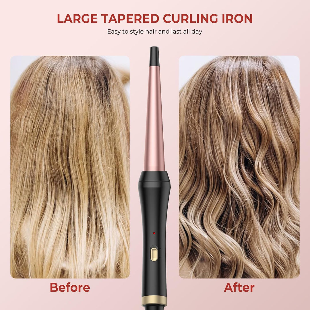 UKLISS Lockenstab [kegelförmig 13-25mm], Reise Hair Curler für Kurze und Mittellanges Haar, mit Hitz
