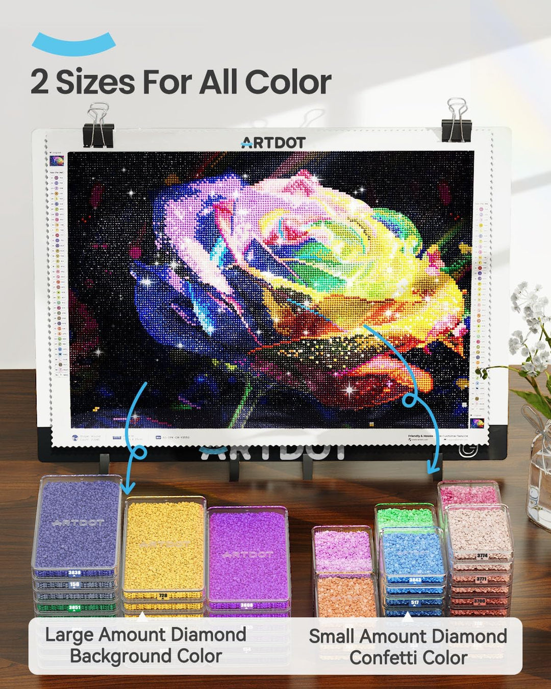 ARTDOT 60PCS Diamond Painting Aufbewahrung Schiffchen Set mit Deckel, 2-in-1 Stackable Tablett als D