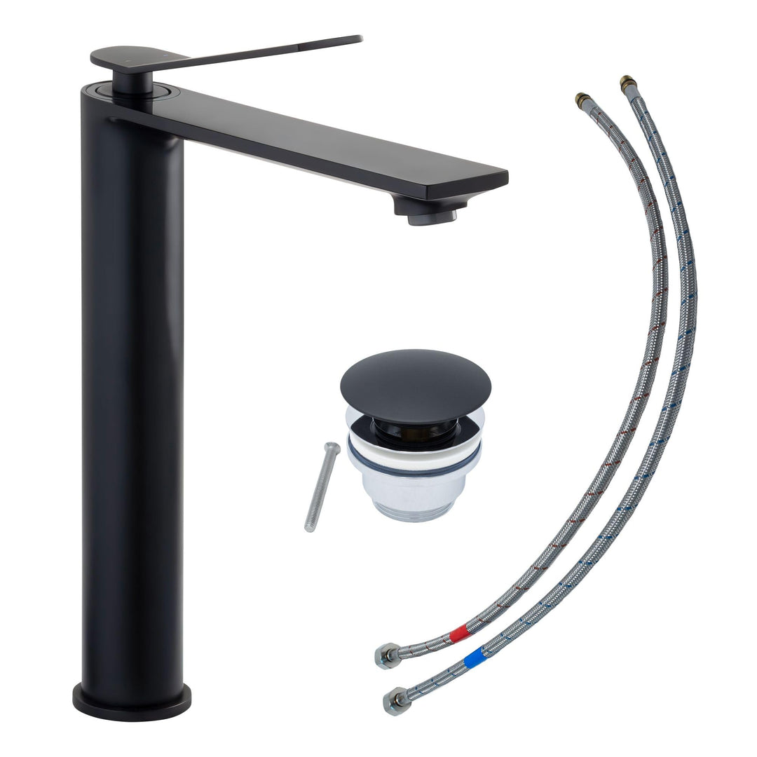 SCHÖNER WOHNEN-Kollektion Waschtischarmatur VIOLA L, Mattschwarz, Wasserhahn geeignet für Aufsatzwas