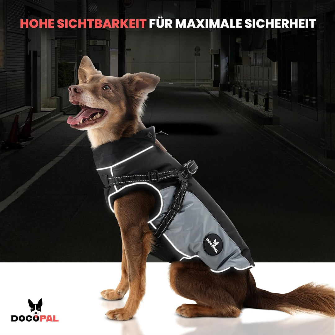 DOGOPAL Regenmantel Hund mit Integriertem Geschirr – Wasserdichter Hunderegenmantel, Winddichter Hun