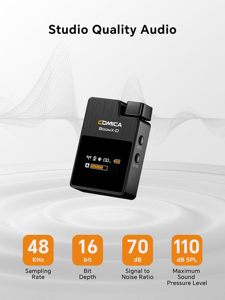COMICA Drahtloses Mikrofon, BoomX-DUC2 2.4G kompakte drahtlose Mikrofonsystem für USB C Smartphone u