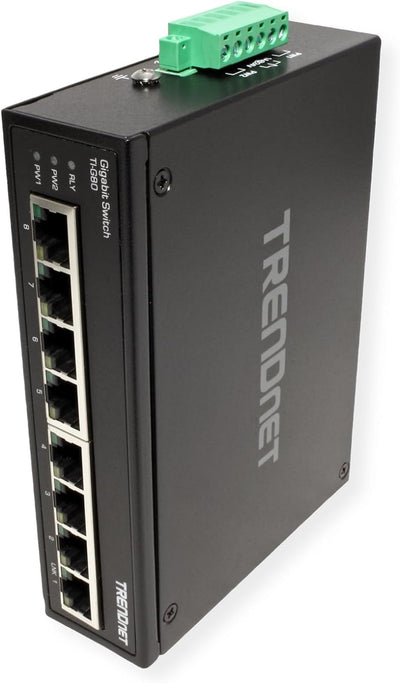 TRENDnet TI-G80 8-Port gehärteter industrieller Gigabit-DIN-Schienen-Switch, 16-Gbit / s-Schaltkapaz