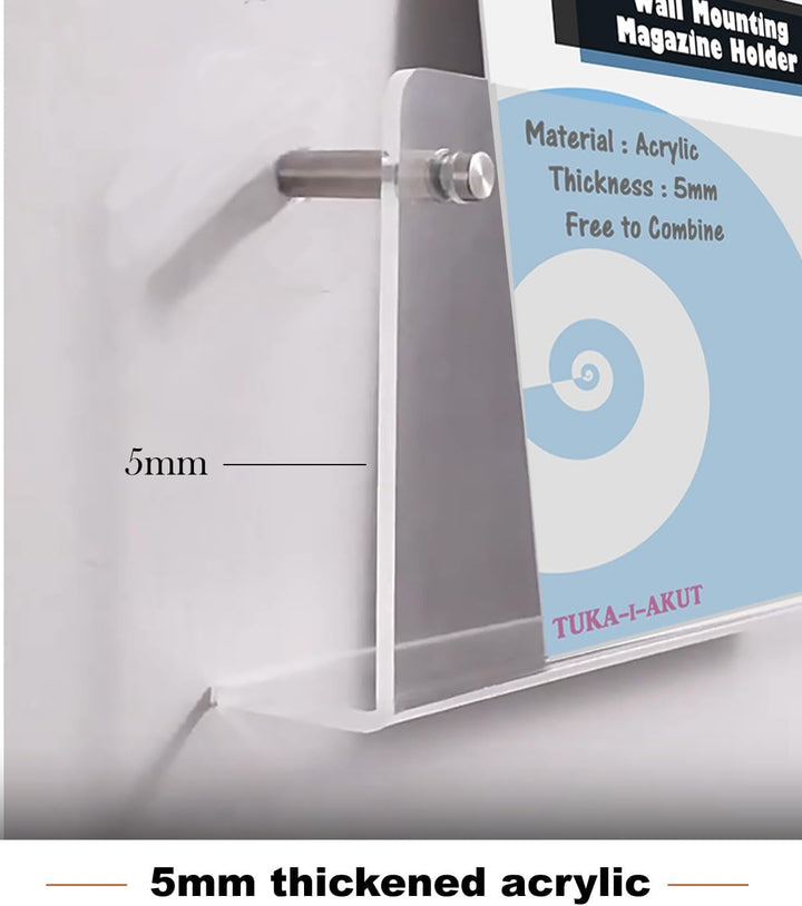 TUKA-i-AKUT 2er 100cm Wand Prospekthalter Acryl Extra Stark, Zeitschriftenhalter Wandregale für Zeit