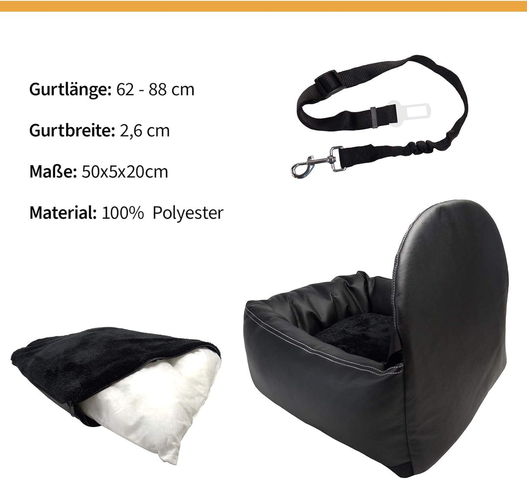 Hossi's Wholesale Hundeautositz mit Sicherheitsgurt, Flauschiger Autositz für Hunde, Hundesitz Kunst