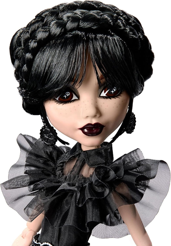 Monster High Wednesday Puppe, Rave’N Wednesday Sammelfigur in schwarzem Gothic-Kleid, inspiriert von
