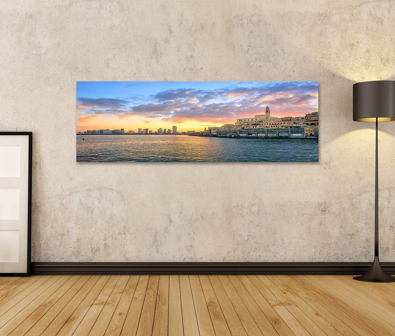 islandburner Bild auf Leinwand Altstadt Von Jaffa Und Die Moderne Skyline Von Tel Aviv City Auf Sonn